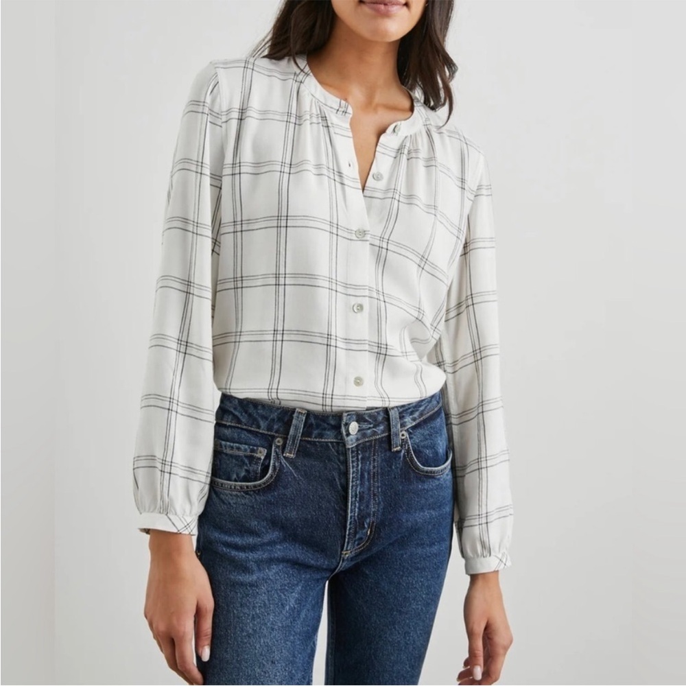 Rails Eloise button Down Top in Snow Onyx Gold